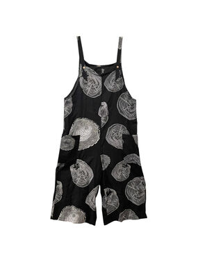 Women's VONDA Medium Jumpsuit Tree Ring Geometric Print Overalls Black White